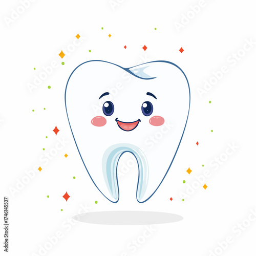 Cute and Happy Tooth Character Illustration for Dental Health Awareness Campaign