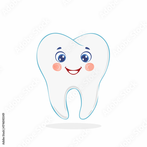 Cute Cartoon Tooth Character Illustration for Children's Dental Health Education