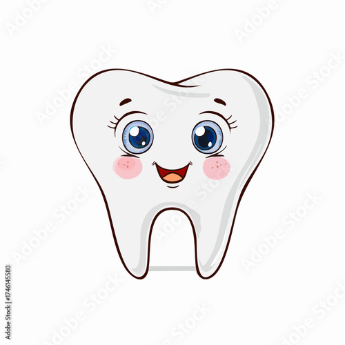 Cute tooth cartoon illustration for dental care and health education materials