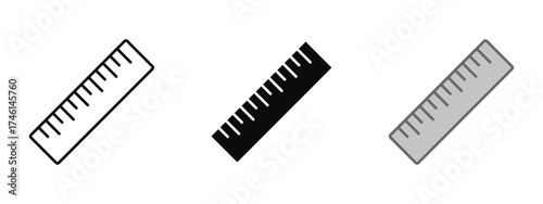 Ruler icon in stroke, fill, and color style with a white background, perfect for design tools, measurement, education, and architecture projects.