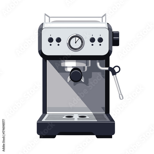 Stylish espresso machine illustration for cafe branding and product design