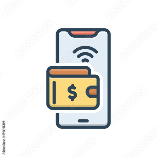 Color illustration icon for a wallet