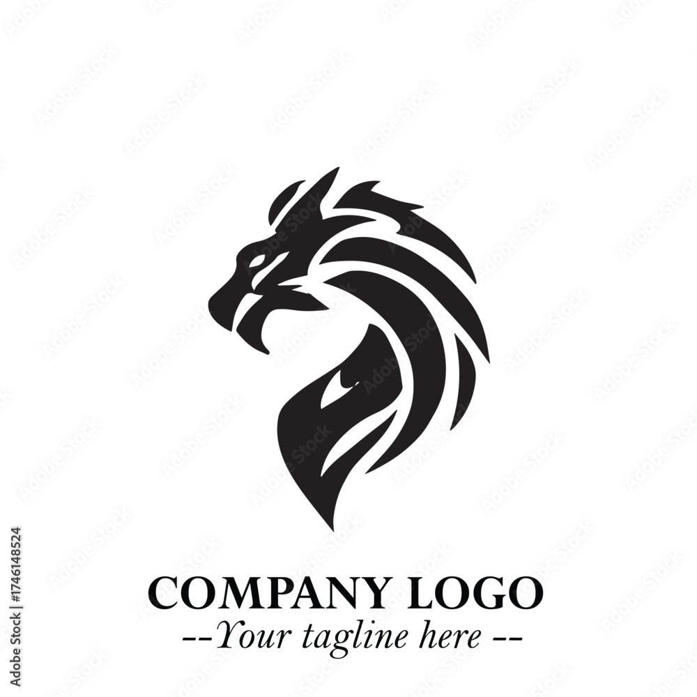 custom made wallpaper toronto digitalHead of Dragon Logo Symbol Black on White Background in Bold Mythical Vector Design for Power Branding