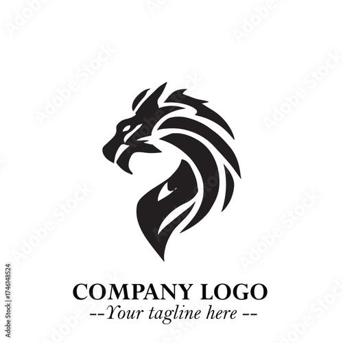Wallpaper Mural Head of Dragon Logo Symbol Black on White Background in Bold Mythical Vector Design for Power Branding Torontodigital.ca