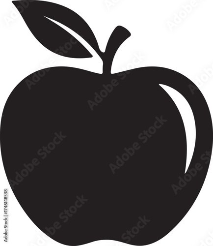 Apple Icon with Leaf and Stem Minimalist Fruit Vector