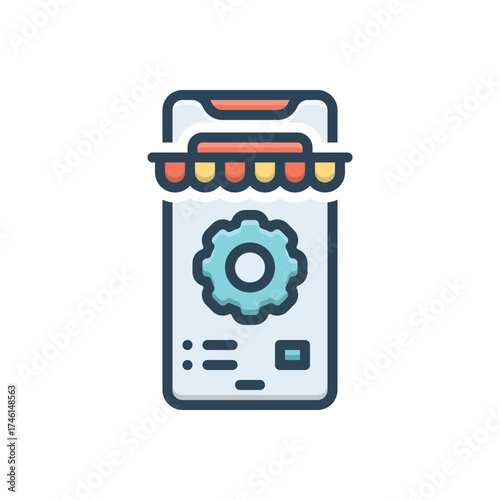 Color illustration icon for custom