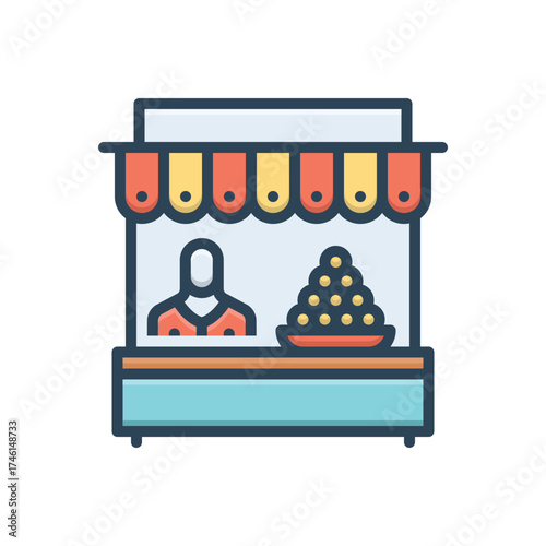 Color illustration icon for market