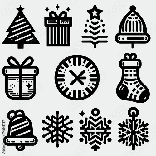 christmas icons set