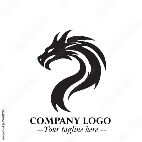 Wallpaper Mural Head of Dragon Logo Symbol Black on White Background in Bold Mythical Vector Design for Power Branding Torontodigital.ca