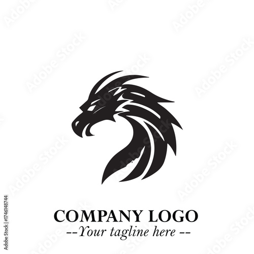 Wallpaper Mural Head of Dragon Logo Symbol Black on White Background in Bold Mythical Vector Design for Power Branding Torontodigital.ca