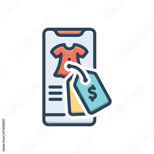 Color illustration icon for price tag