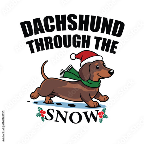 Funny Dachshund Christmas T-Shirt Design – Holiday Dog Pun Art