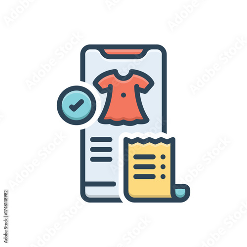 Color illustration icon for purchasing