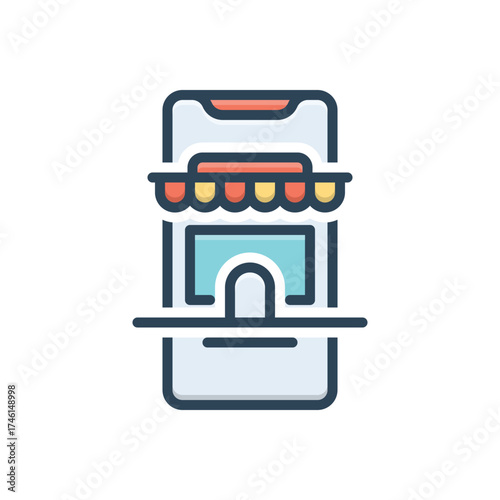 Color illustration icon for shop