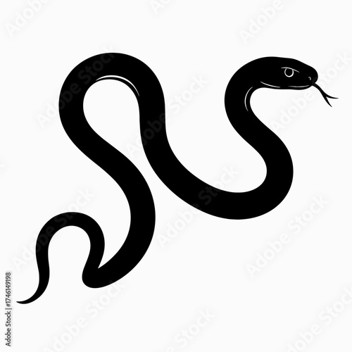 Black snake silhouette with curved body and flicking tongue  