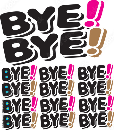 "Bye Bye" Sticker Pack Vector Graphics
