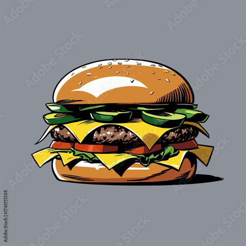 realistic and detailed burger vector illustration