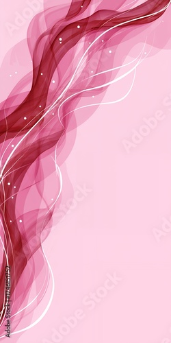 Flowing Abstract Pink and Burgundy Waves with White Swirls and Sparkles