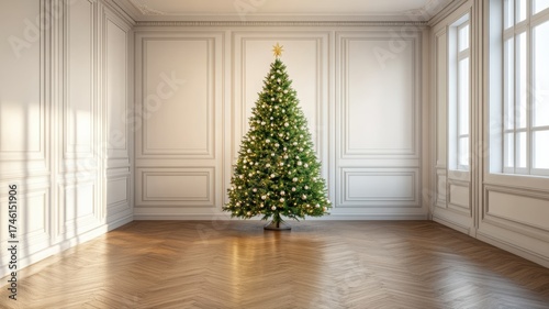 Elegant Christmas Tree in Minimalist Classic Room