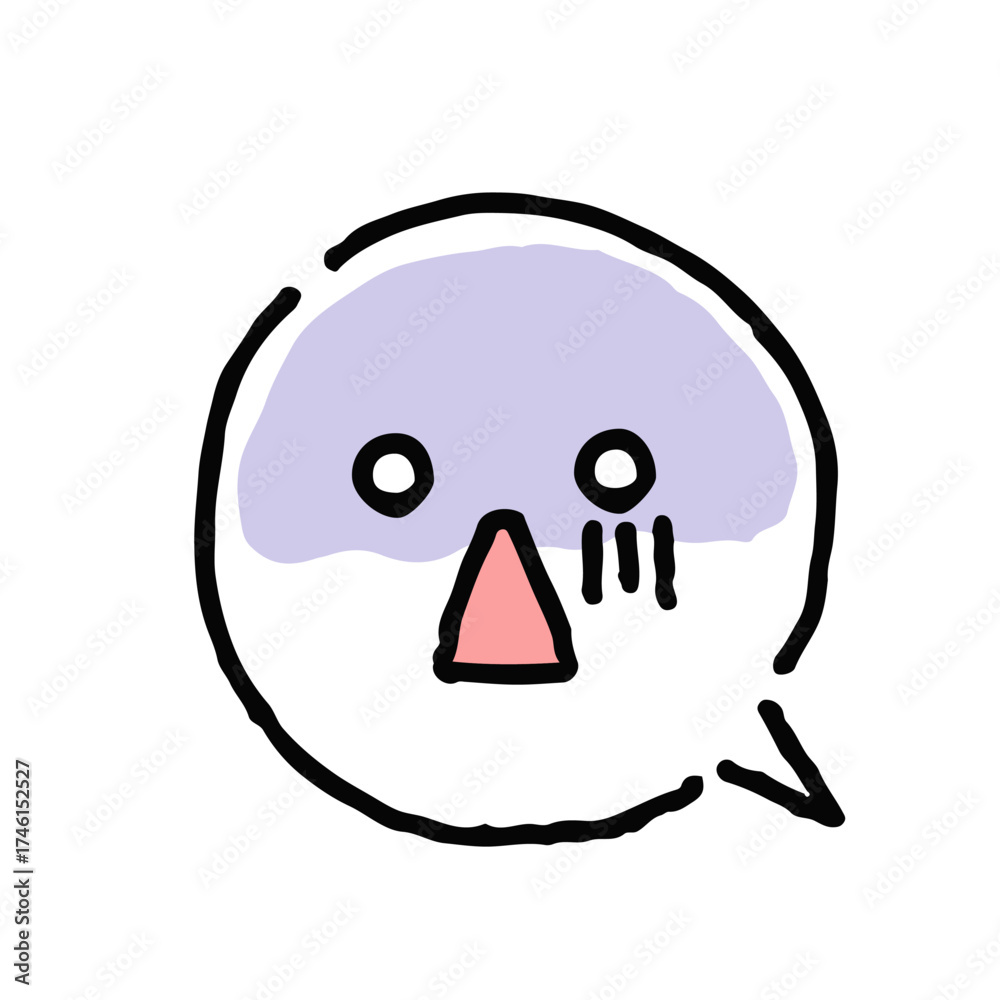 Naklejka premium ショックを受けて青ざめている顔・手描き・白地ふきだし
