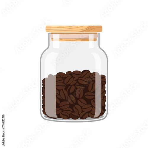 Roasted coffee beans in a jar promising fresh aromatic morning brews