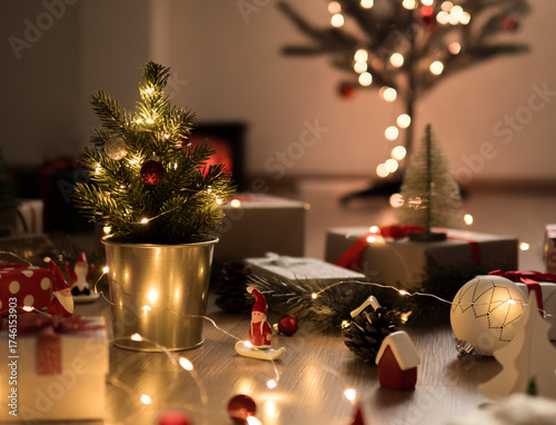 Christmas decorations are beautifully arranged to welcome christmas.