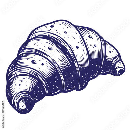 Hand drawn vintage illustration of a delicious croissant ready for breakfast or brunch