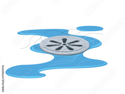 Sinking hole in the floor, the hair drain is clogged
