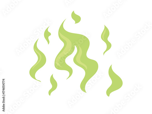 Smelly smoke icon, stink clouds, nasty odor green fumes poison gas