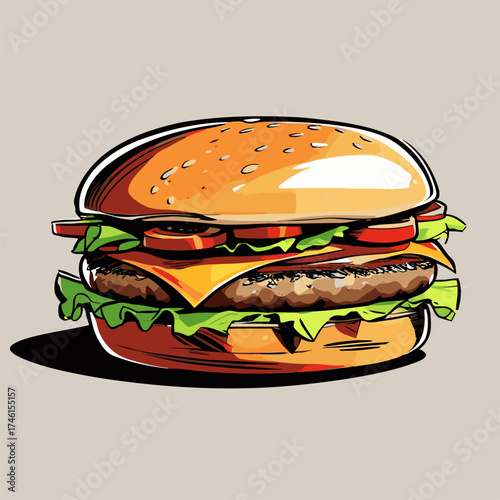 realistic and detailed burger vector illustration