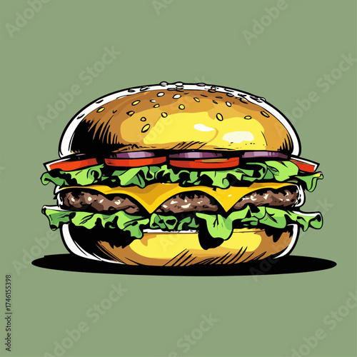 realistic and detailed burger vector illustration