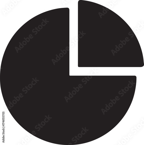 Black Pie Chart Icon on White Background