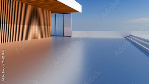 3D rendering of minimalist architectural style car background