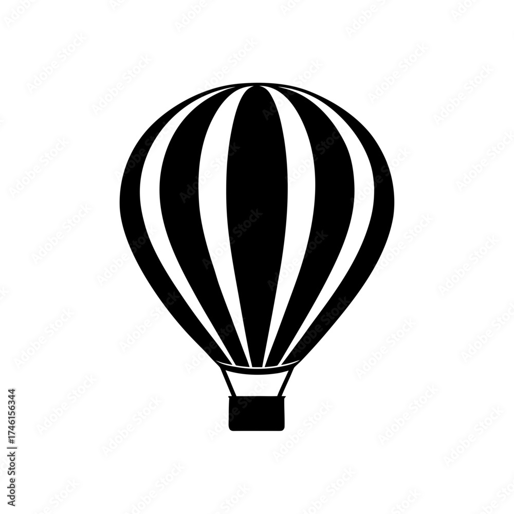 Naklejka premium Balloon striped black art on transparent background silhouette