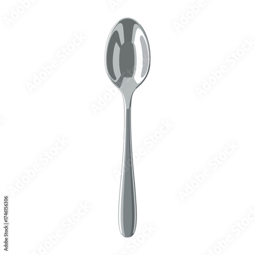 Elegant silver spoon isolated on white background for culinary designs