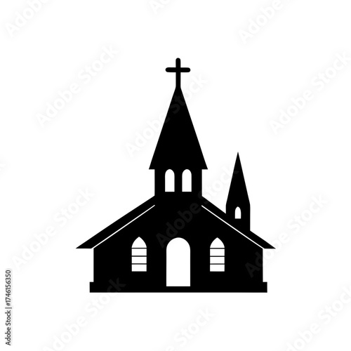 Silhouette of church icon on transparent background