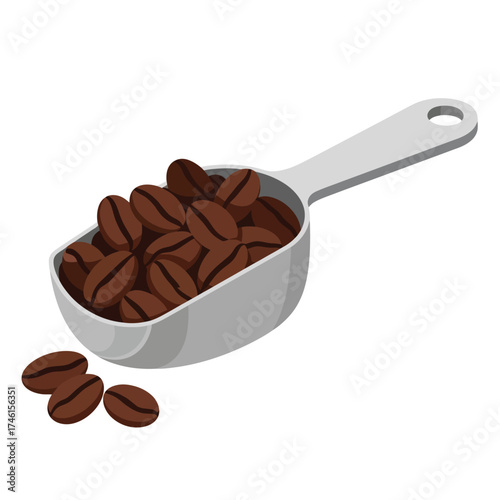 Fresh coffee beans overflowing from scoop ready for vibrant morning brew