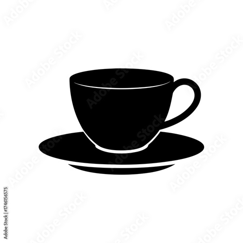 Cup of coffee simple art on transparent background silhouette
