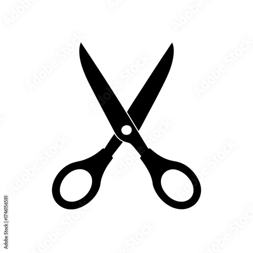 Scissors in black outline on transparent background silhouette