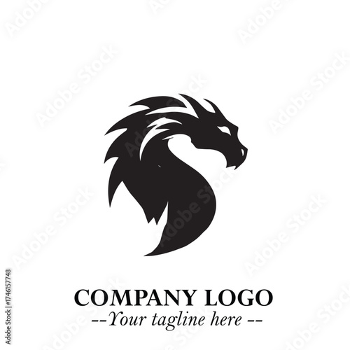 Wallpaper Mural Head of Dragon Logo Symbol Black on White Background in Bold Mythical Vector Design for Power Branding Torontodigital.ca