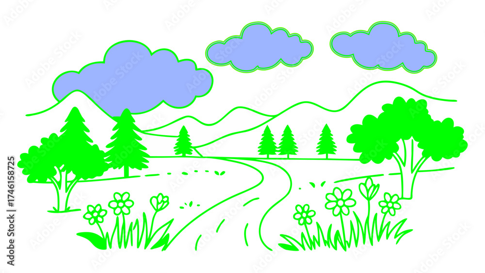 Obraz premium landscape with trees and forest