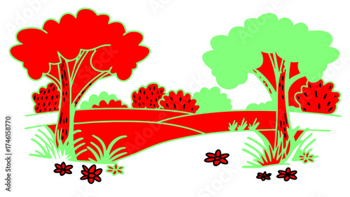 Autumnal Landscape with Vibrant Trees