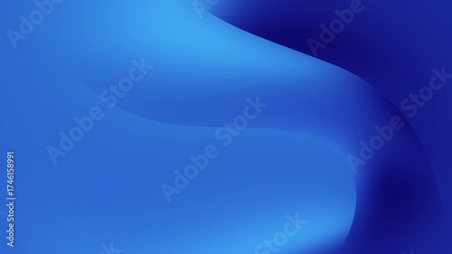 Abstract blue gradient background with smooth curved shapes. Seamless looping animation