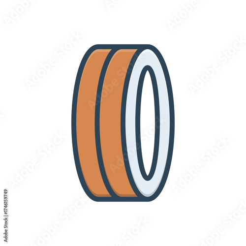 Color illustration icon for car tyre