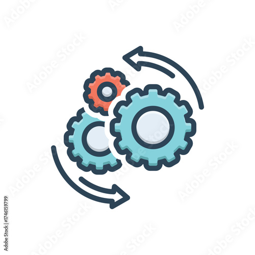 Color illustration icon for engine gear