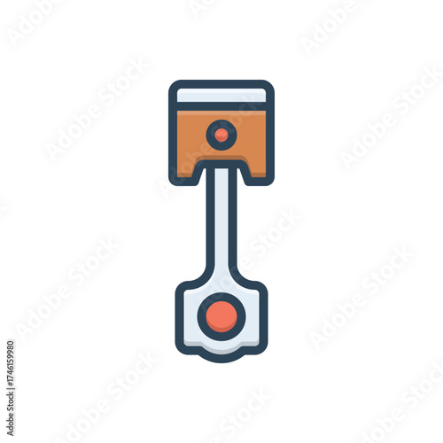 Color illustration icon for piston