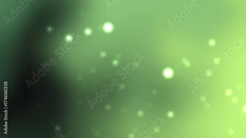 Green shimmering background with orbs of light. Ideal for abstract concepts, festive designs, or magical themes. Perfect for digital projects.