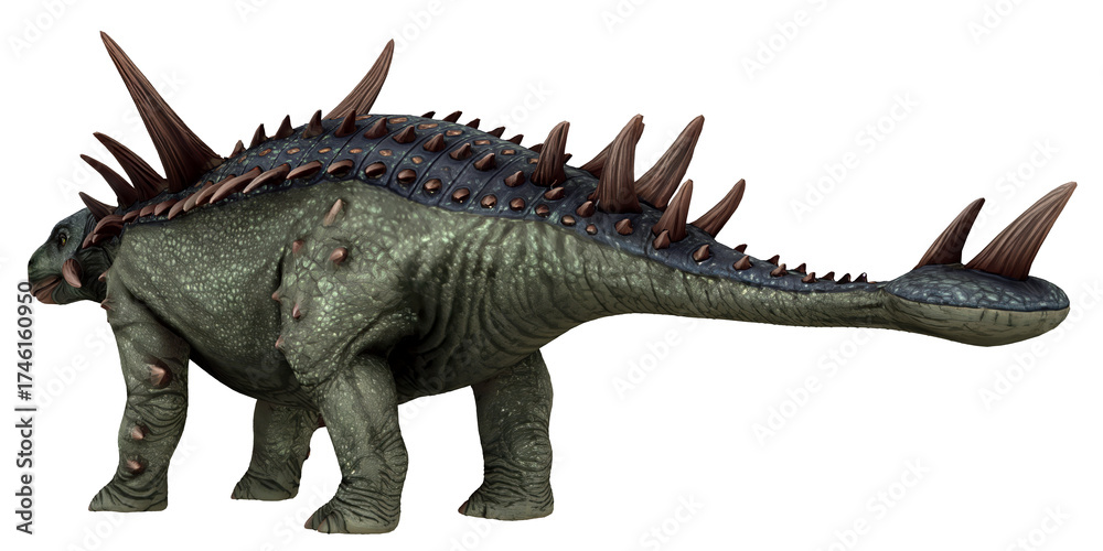 Fototapeta premium Detailed CGI of a spiky prehistoric dinosaur.