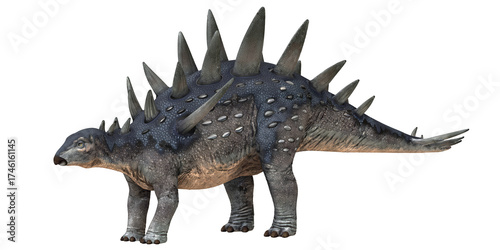 Lifelike Stegosaurus dinosaur rendering in detailed form.
