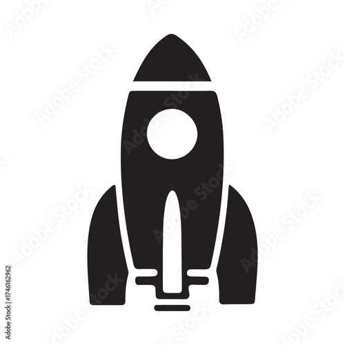 Simple rocket icon for space travel and exploration